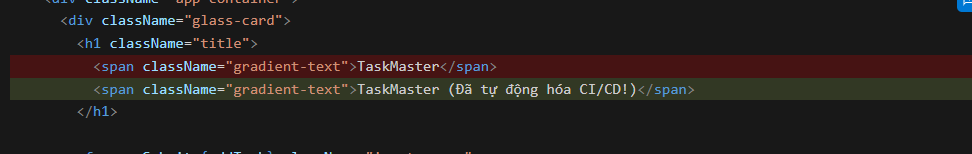 VS Code screenshot of the edited App.jsx