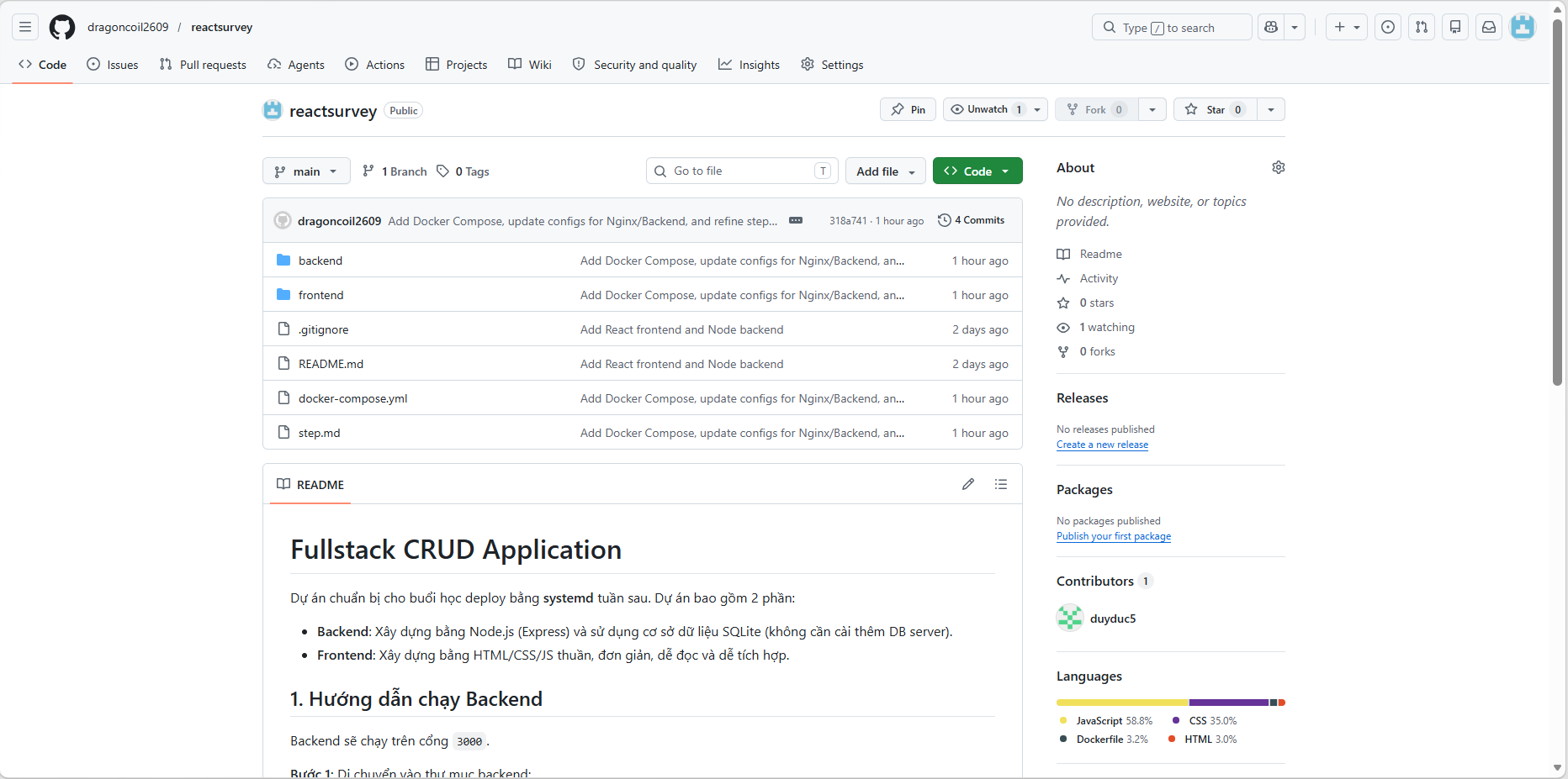 Screenshot of the GitHub repository containing the prepared sample code
